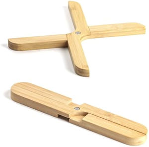 Juego de 2 Salvamanteles Plegables de Bambú en Forma de X, Resistentes al Calor, para Mesa, Salvamanteles de Bambú para Ollas Calientes - Product Image 2