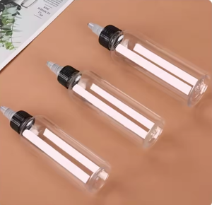 Clear PET cosmetic dropper <b>bottles</b> Cylinder shape cosmetic dropper <b>bottles</b> Black cap cosmetic dropper <b>bottles</b> - Product Image 1