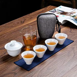 Дешевый оптовый Портативный Китайский дорожный чайный сервиз Кунг-фу с дорожным мешком