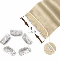 Extensions de cheveux lisses à clipser, en fibre synthétique haute température, 5 clips, une pièce, longues, blondes, pour femmes