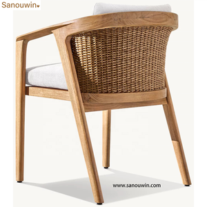 <span class=keywords><strong>Fauteuil</strong></span> en teck durable <span class=keywords><strong>de</strong></span> qualité supérieure avec <span class=keywords><strong>protection</strong></span> en tissu à quatre voies Design extérieur confortable pour la cour et l'hôtel - Product Image 3