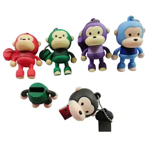 New 3D PVC Cartoon Monkey Shape USB Memory Stick 4GB 8GB 16GB 32GB 64GB USB Flash Drive 128GB U Disk