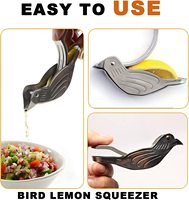 Presse-agrumes portable élégant en acier inoxydable argenté en forme d'oiseau pour fruits, citrons et citrons verts