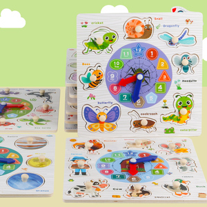 Horloge en bois créative avec planche d'apprentissage, outil éducatif Montessori multifonctionnel pour l'apprentissage précoce des tout-petits et des enfants d'âge préscolaire - Product Image 3