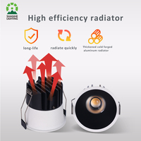 Spot LED COB anti-éblouissement profond, puce Bridgelux, RA98, spectre complet, encastré, 7W 10W 12W pour l'éclairage domestique et commercial