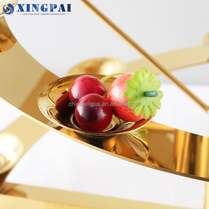 XINGPAI Catering Decorations Buffet Luxury Arab Gold Dessert Cake <strong>Stand</strong> Rotating Buffet <strong>Food</strong> Display <strong>Stands</strong> - Product Image 5