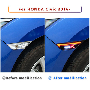 Luci di marcia diurna a <span class=keywords><strong>LED</strong></span> indicatore laterale lampada di segnalazione DRL con luce gialla mobile per Honda <span class=keywords><strong>Civic</strong></span> typer tipo R 2016 - 2021 - Product Image 5