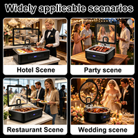 Ensemble de chauffe-plats de luxe noir avec fenêtre visible pour buffet, idéal pour mariages, banquets, fêtes et équipement de restauration commerciale