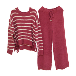 2020 Femmes Pyjama Ensembles Hiver Lâche À Manches Longues Vêtements de Maison Vêtements De Nuit Pyjama Rayé Costume Pour Les - Product Image 1