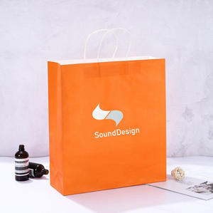 ถุงกระดาษหรูหราสีส้มออกแบบได้ตามต้องการบรร<span class=keywords><strong>จ</strong></span>ุภัณฑ์ถุงกระดาษคราฟท์ทรงสูงขนาดใหญ่สำหรับใส่เสื้อผ้า - Product Image 1