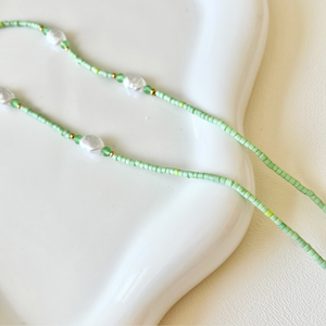 Collar NS5110 con Cuentas de Semillas Verdes Suaves, Imitación de <span class=keywords><strong>Perla</strong></span>, Chapado en Oro de 18K, para Mujer, Joyería Boho de Verano - Product Image 3