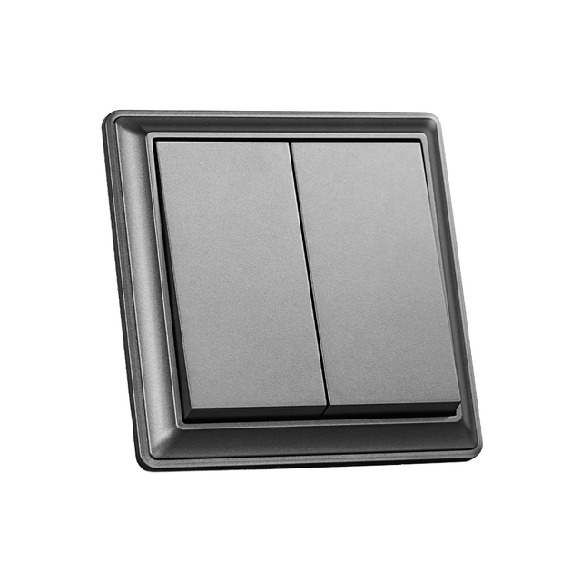 European Elegant 2 Gang 1 2 Way Wall Switch Fireproof PC Panel Home Light Switch Grey Elegant European Style Wall Switches