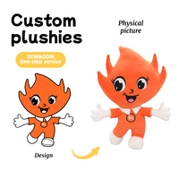 Jouets en peluche personnalisés, poupées en peluche de dessin animé flamme, personnages exclusifs de la propriété intellectuelle d'entreprise et cadeaux promotionnels de tourisme culturel.
