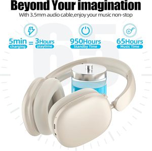 High Quality <b>Wireless</b> Headphones With Mic Stereo Sound Sport Waterproof Headset Telescopic Earbuds Type-c Over-ear - Product Image 2