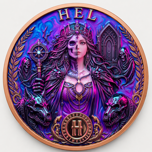Moneda de Cobre Fino 999 de <span class=keywords><strong>1</strong></span> oz con Diseño de Diosa Nórdica Hel, Relieve Alto, Efecto UV, Reina del Mundo Subterráneo, Artesanía Metálica Artística - Product Image 2