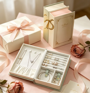 Book Shaped Jewelry Storage <b>Box</b>, Flip Open Multi-compartment Jewellery Organizer Case for <b>Necklaces</b> Rings Earrings Bracelets - Product Image 5
