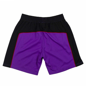 Pantalones Cortos de Baloncesto Transpirables para Hombre, de Malla Morada, con Paneles Laterales Negros, Ribete Rojo, Cintura Elástica Alta, Logotipo Personalizado, Ropa Deportiva Informal - Product Image 2