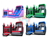 Nouveau château gonflable et toboggan combinés rouge et vert pour Noël, à louer
