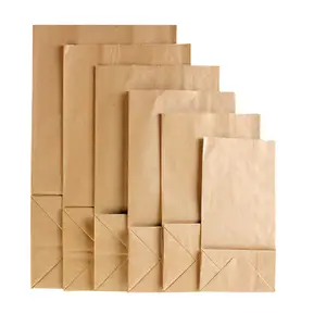 Лидер продаж, оптовая продажа, экологически чистый простой коричневый крафт-бумажный пакет с квадратным дном, пакеты для еды без ручки