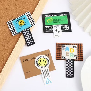 Etiqueta de cuero geométrica DIY, etiqueta de <span class=keywords><strong>ropa</strong></span> tejida en inglés Ins para bolsos de niños, etiqueta de tela de poliéster lavable para personalizar - Product Image 3