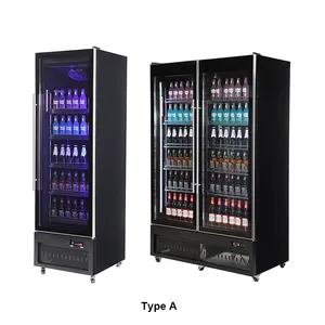 Refrigerator For Drinks Transparent Glass Standing Freezer Cold Drink Display Freezer Chiller Beer Refrigerator