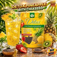 Complément Alimentaire en Poudre Détox aux Fruits et Légumes NUXY pour le Commerce International - Kiwi, Ananas, Fraise, Graines de Chia - Sachet Riche en Nutriments