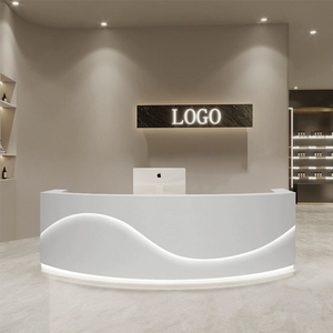 Hiện Đại Chất Lượng Cao Thẩm Mỹ Viện Tiếp Tân Bàn Cắt Tóc Cửa Hàng Gỗ Móng Tay Tùy Chỉnh <span class=keywords><strong>Spa</strong></span> Màu Hồng Phía Trước Bảng - Product Image 4