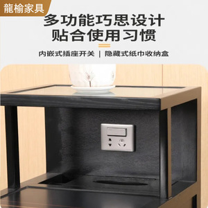 Longyu Coffee <b>Table</b> With Built In Socket And Storage Black Tempered Glass Top <b>For</b> Home Salon Wellness Center - Product Image 4
