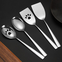 Mini spatule en acier inoxydable 304, design patte de chien, 9,3 pouces, petite spatule solide en acier inoxydable, spatule en métal à bord fin