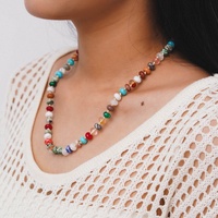 Collier multi-pierres précieuses 8mm perles colorées en pierre naturelle collier de pierres précieuses nouées à la main bijoux