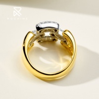 Bague chaîne cubaine vintage Rochime en argent sterling 925 plaqué or avec zircon cubique, bijoux pour femmes