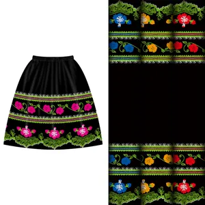 Chinese Stof Leverancier Eilandbewoner Nieuwe Stijl Zwarte Achtergrond Gele Bloem Print Polyester Stof Voor Hawaiiaanse Rokken