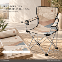 Chaise de camping en gros à dossier haut avec porte-gobelet latéral et logo et motif personnalisés pour le glamping en plein air dans le désert