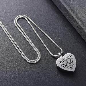 Collana di urna a forma di cuore per sempre nel mio cuore ciondolo a catena di serpente ricordo cenere commemorativa - Product Image 4