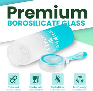 Wholesale Inthetrend Colorful Frosted Glass Drinkware Custom Camp Water <b>Bottles</b> 500ml Eco-Friendly Push Button Cap Custom <b>Box</b> - Product Image 3