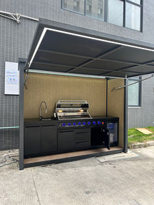 وحدة مطبخ خارجية فاخرة للشواء مع فرن بيتزا وشواية، خزانة مطبخ خارجية من الفولاذ المقاوم للصدأ مع حجرة تخزين ذات باب كهربائي - Product Image 4