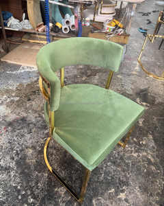 Chaise haute <span class=keywords><strong>de</strong></span> luxe en acier inoxydable doré, <span class=keywords><strong>tabouret</strong></span> <span class=keywords><strong>de</strong></span> <span class=keywords><strong>bar</strong></span> en velours pour hôtel, maison, pub, mariage - Product Image 5