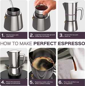 <span class=keywords><strong>Cafetera</strong></span> <span class=keywords><strong>Italiana</strong></span> de Acero Inoxidable Plateada de 6 <span class=keywords><strong>Tazas</strong></span> y 300 ml, <span class=keywords><strong>Cafetera</strong></span> Espresso para Estufa, para Acampar o Uso Doméstico, <span class=keywords><strong>Cafetera</strong></span> Moka de Inducción - Product Image 4