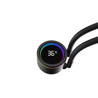 Refroidisseur liquide AIO 120 ARGB noir avec tête de miroir infini rotative, ventilateur à anneau coloré, 200W PC