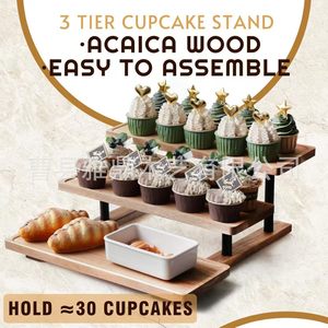 ชั้นวางขนมหวานไม้ 3 ชั้น ปรับระดับได้ สำหรับงานปาร์ตี้ ใช้กลางแจ้ง - Product Image 3