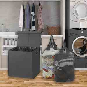 Panier à linge 23"L x 12.99"W x 22.75"H, panier à linge double à 2 sections, grand panier à linge pour vêtements sales avec sacs intérieurs amovibles - Product Image 2