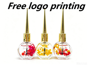Huile pour cuticules avec logo personnalisé, soin des ongles à marque privée avec de vraies fleurs, traitement hydratant et nourrissant pour les cuticules 14ml - Product Image 1