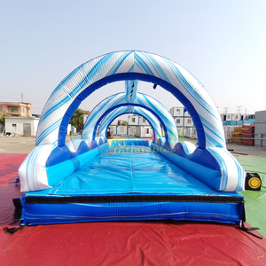 Marble blue kids commercial grade splash and ride toys <b>inflatable</b> double lane water slide - Product Image 3
