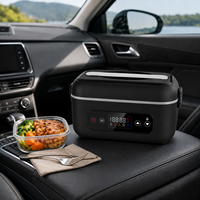 Boîte à lunch électrique sans fil rechargeable, chauffe-plat portable auto-chauffant en acier inoxydable, capacité 1L, avec fonction Power Bank