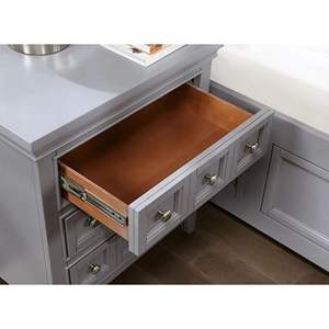 DB โต๊ะไม้แข็งสไตล์เปลี่ยนผ่าน1ชิ้นโต๊ะข้างเตียงสีเทาพร้อมลิ้นชักและลูกบิดโต๊ะข้างเตียงเฟอร์นิเจอร์ห้องนอนเท่านั้น - Product Image 2