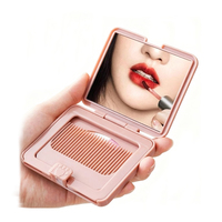 Mini miroir de voyage carré en plastique avec peigne, pliable, léger, portable, pour maquillage extérieur, personnalisé