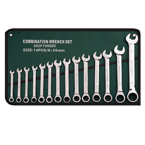 Jeu de 14 clés à cliquet à double usage, clés à fourche, outils manuels, outils de réparation automobile - Product Image 1