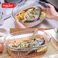 Plat de service ovale en verre transparent Pyglass pour la cuisine et les fêtes, avec couvercle, idéal pour la cuisson et le maintien au chaud des aliments