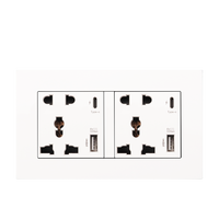 Prise électrique universelle à 5 broches à charge de type C, prise électrique murale britannique avec chargeur USB, prise de courant double intelligente blanche