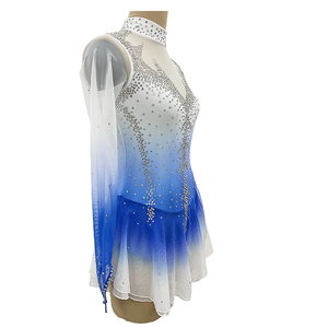 ชุดสเก็ตฟิกเกอร์สเก็ตแบบกำหนดเองสำหรับผู้หญิงและเด็กผู้หญิง ชุดฝึกซ้อมและแข่งขันสเก็ตน้ำแข็ง ประดับคริสตัลและเพชรเทียมสุดคลาสสิก - Product Image 2